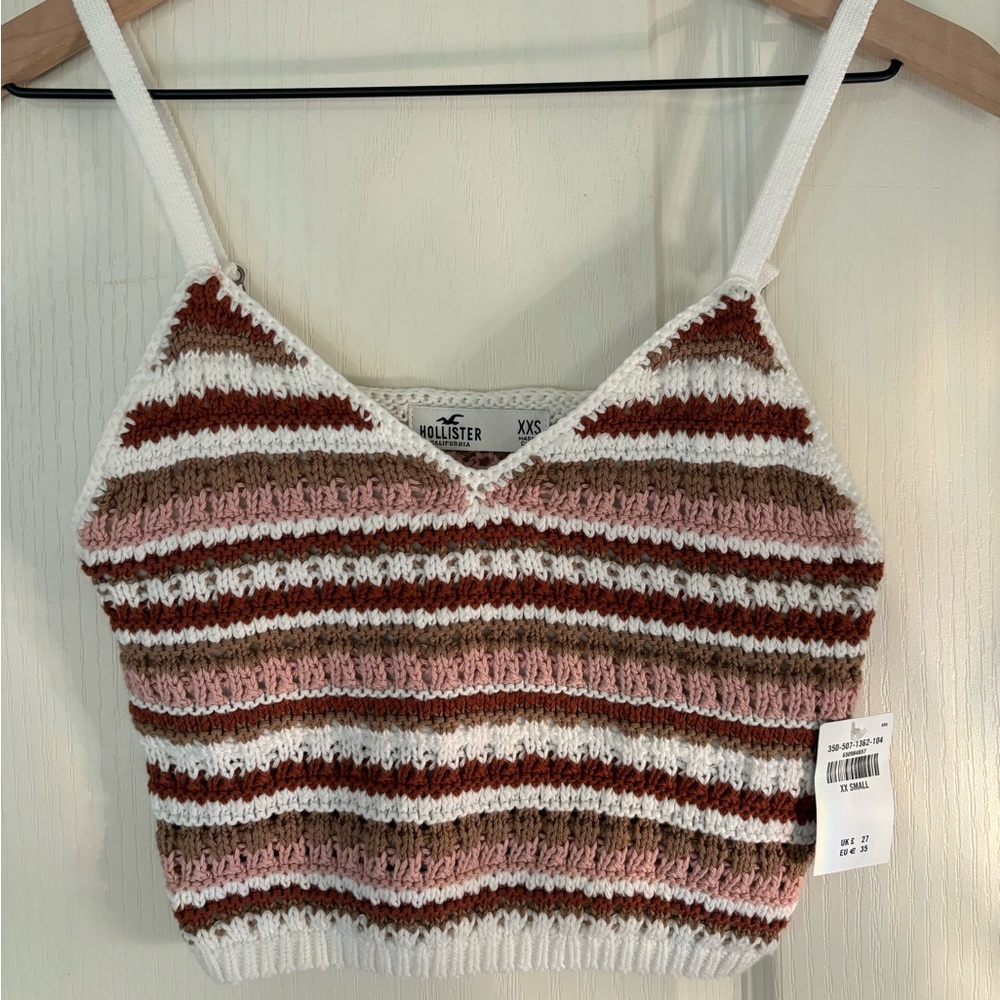 Hollister Knit Crochet Tank Top Size XXS Multicolor